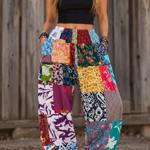 Colorful rhea patchwork jogger pants